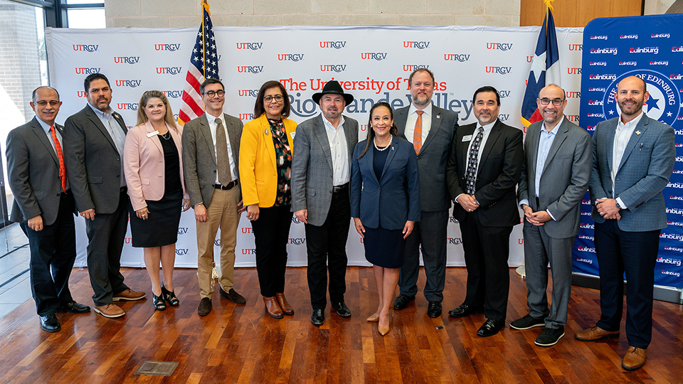 UTRGV announced it has received $500,000 in federal funding for its Rio Grande Valley Manufacturing Incubator, aimed at boosting advanced manufacturing and economic growth. At a press conference in Edinburg, UTRGV President Guy Bailey thanked Rep. Monica De La Cruz for securing the funding. (UTRGV Photo by Paul Chouy)